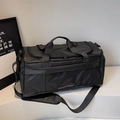 Large capacity black sports duffel bag with waterproof nylon and detachable shoulder strap - Black