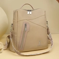 Beige canvas rugzak met konijnenlogo en afneembare schouderband met geometrisch motief - Beige