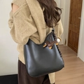 Black hobo bucket bag with cute dachshund pendant and adjustable shoulder strap - With Charm / Black