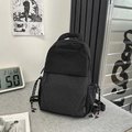 Minimalistischer schwarzer Rucksack mit Karo-Detail und bunten Perlen am Kordelzug - Ohne Anhänger / Schwarz