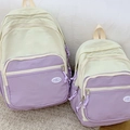 Set di zaini in nylon crema e viola per studentesse e pendolari in stile coreano - Grande / Viola