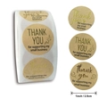 Kraft paper thank you stickers with gold foil, 1 inch round labels for small business - Business Thank You Style / Small