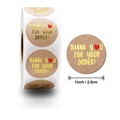 1-inch kraft paper stickers with gold foil Thank You text and red heart for packaging - Order Thank You Style / Small