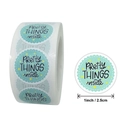 Blaue 2,5cm Aufkleber-Rolle mit gelben Sternen und Pretty Things Inside Schriftzug - Blau Runder Stil