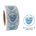 Blaue 'Pretty Things Inside' 2,5 cm runde Aufkleberrolle für Hochzeit Geschenkverpackung - Blau Herz-Stil