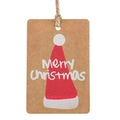 Etiquetas navideñas de papel kraft con gorro de Papá Noel rojo y cordel de yute natural - Gorro navideño