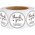500pcs white round kraft paper Thank You stickers roll for small business packaging - 500 Pieces/Roll (1INCH-2.5CM) / White