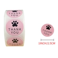 Rosa 1-Zoll Thank You Aufkleber mit Pfotenabdrücken auf Rolle für Geschenkverpackung - Vielen Dank Für Den Rosa Kleinkinddruck * 25 Mm (1 Zoll)
