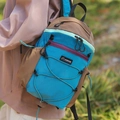 Sky blue and brown foldable lightweight outdoor backpack with waterproof ripstop fabric - Lake Blue Coffee