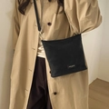 Classic black crossbody shoulder bag in matte faux leather with gold-tone hardware detail - Classic Black