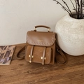 Mini mochila vintage marrón oscuro estilo retro británico con detalle hebilla metálica - Marrón