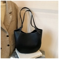Borsa tote in pelle nera con cuciture bianche a contrasto e doppie tracolle - Nero