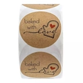 Baked with love kraft paper labels roll for food packaging decoration - Brown * 25mm