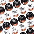 Florale Thank You stickers in zwart en wit voor verpakkingsdecoratie - Zwart *25mm