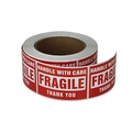 Rollo de pegatinas Fragile Handle With Care rojas y blancas para paquetes de envío - 50*75mm / Rojo