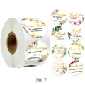 Detail view of 8 floral designs for Thank You roll stickers used in small business packaging - Style NO.7 / 38MM