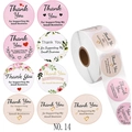 Macro view of assorted floral wreath Thank You stickers for small business packaging - Style NO.14 / 25mm