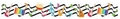 Rainbow music themed bulletin board border with colorful instruments and musical notes - Black and White Wavy Staff
