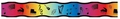 Rainbow gradient bulletin board border with black musical instrument silhouettes - Cartoon Illustration Music