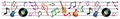 Rainbow music bulletin board border with guitars, vinyl records, and colorful notes - Retro Vinyl Guitar Theme