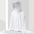 Weiße UPF50+ Sonnenschutzjacke mit integrierter Maske und Daumenlochbündchen - L / Herren-Jade Weiß