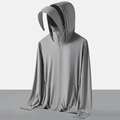 Giacca grigia anti-UV UPF50+ con cappuccio a tesa larga e fori per i pollici outdoor - L / Grigio Ghiaccio (Uomini)