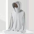 Leichte graue Sonnenschutzjacke mit UPF50+ und Daumenlöchern für Outdoor-Aktivitäten - L / Herren-Hellgrau