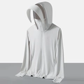 Giacca anti-UV grigio chiaro con cappuccio integrato e maschera per attività all'aperto - L / Grigio Chiaro (Uomini)