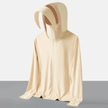 Veste de protection solaire abricot avec capuche, masque intégré et passe-pouces femme - 4XL / Hauts / Beige (Femmes)