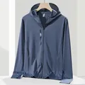 Giacca solare da uomo blu-grigio in seta di ghiaccio con UPF 50+ e tessuto a rete traspirante - 3XL / Tops / Blu Grigio Uomo