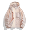 Giacca anti-UV UPF50+ rosa pallido con cappuccio in tessuto di seta ghiacciata - S / Polvere di camelia
