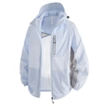 Hellblaue Sonnenschutzjacke UPF50+ mit grauen Mesh-Einsätzen und Reißverschlusstasche - S / Mondlichtblau