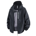 Herren Sonnenschutzjacke UPF50+ in Schwarz mit Kapuze und wasserdichtem Reißverschluss - S / Mitternachtsblau