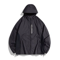 Lightweight black UPF50+ sun protection jacket with hood and functional pockets - S / Midnight Blue