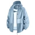 Lichtblaue UPF50+ Eisseide Sonnenschutzjacke mit Kapuze und Reißverschlusstasche - S / Grau