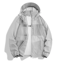 Veste de protection solaire grise en soie glacée avec capuche et poche poitrine - XS / Hauts / Gris Roche