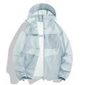 Veste de protection solaire légère bleu ciel avec capuche et cordons pour l'extérieur - XS / Hauts / Bleu clair de lune