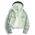 Women's UV protection hooded jacket in light green and grey contrast sporty style - S / Mist Green/Ash Green