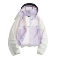 Women's UV protection jacket in light purple and beige block colors with a hood - S / Smoky Pink/Beige Apricot