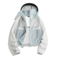 Women's UV protection hooded jacket in light blue and white colorblock design - Nordic Grey/Beige Apricot