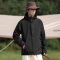 Men's 3-in-1 waterproof black outdoor jacket with hood and brown bucket hat set - S / Men's Black