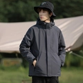Giacca outdoor da uomo grigio scuro antivento con cappuccio per trekking e camping - S / Grigio Scuro Uomo