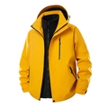 Giacca impermeabile 3-in-1 con guscio giallo e fodera in pile nero per attività all'aperto - S / Zenzero Uomo