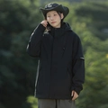 Men's black 3-in-1 waterproof jacket with detachable fleece lining and hiking hat - S / Women's Black