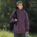 Women's outdoor waterproof hooded jacket in deep purple color with multiple zipper pockets - S / Women's Deep Purple