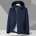 Giacca da uomo blu scuro con cappuccio impermeabile e tasche esterne con cerniera - Blu Navy Uomo / 2xl [150-170 Libbre]