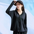 Giacca da sole in seta di ghiaccio nera da donna con protezione UV UPF 50+ - M / Nero