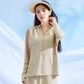 Tuta protezione solare estiva donna in seta di ghiaccio beige con protezione UPF50+ - M / Cachi