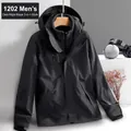 Giacca outdoor da uomo 3 in 1 nera con guscio impermeabile e fodera in pile rimovibile - M / Nero Mezzanotte da Uomo
