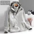 Men's 3-in-1 waterproof jacket in silver gray with a detachable fleece lining - L / Tops / Men's Silver Gray